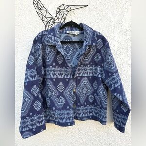 Vintage Embroidered Cotton Oversized Aztec Southwestern Print shacket